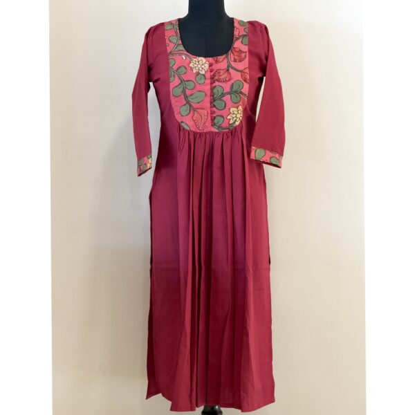 Maroon pen kalamkari kurta