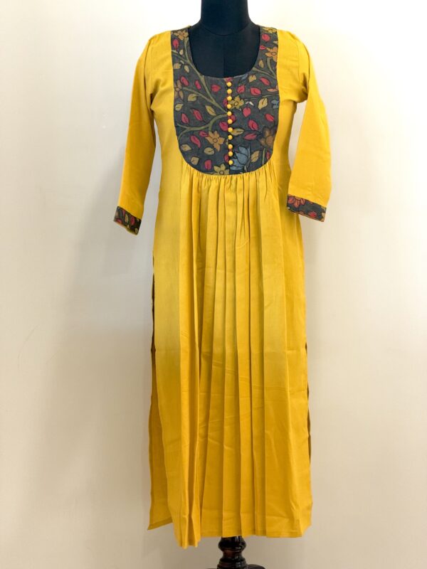 Mustard pen kalamkari kurta