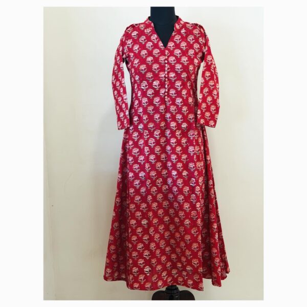 Red small flower aline kurta