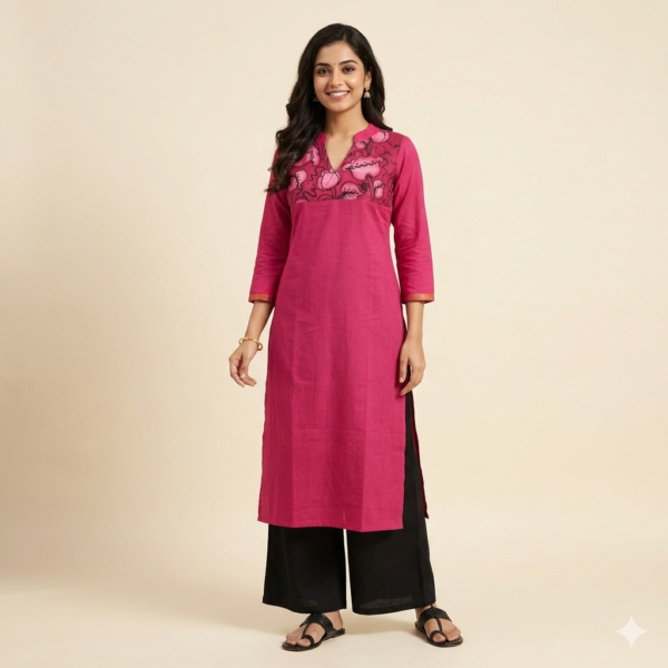 Pink handpainted kurta