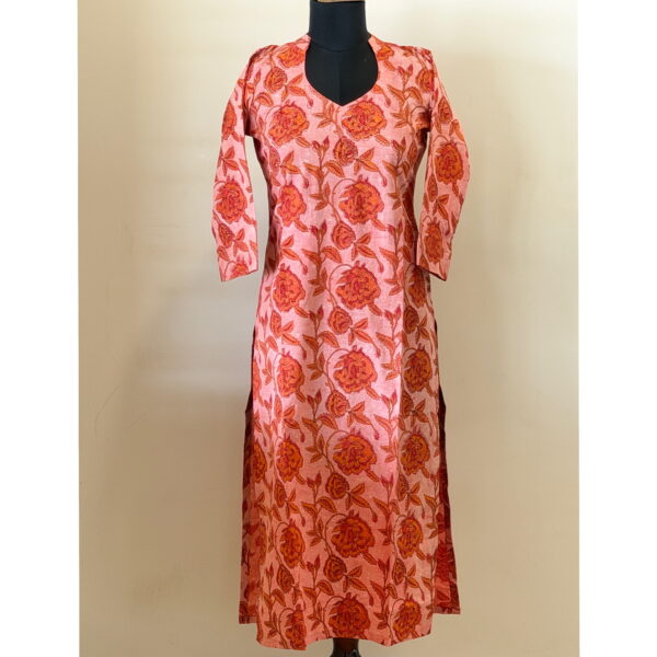 Orange floral vanaspati kurta