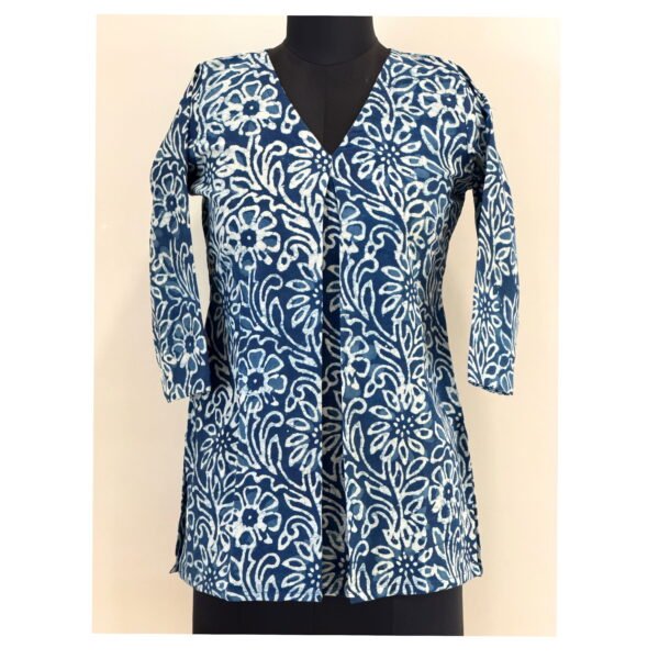 Indigo small floral short kurti