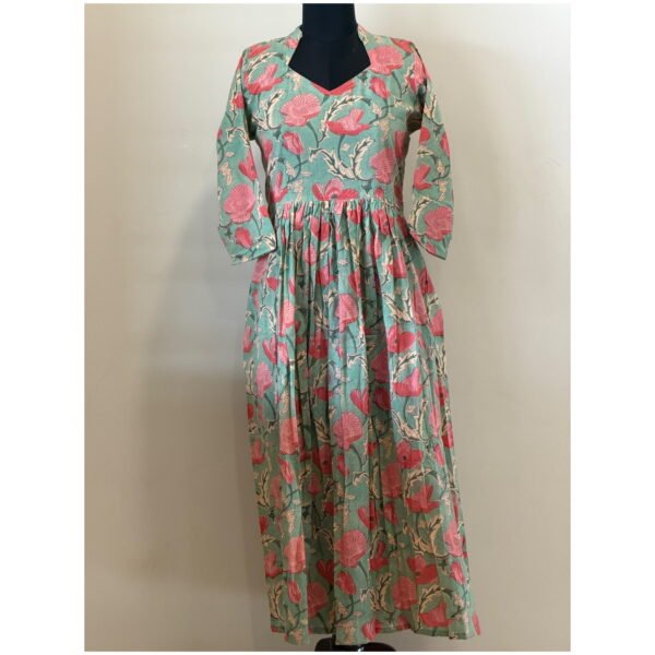Blue pink floral maxi